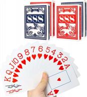 водонепроницаемые пластиковые игральные карты с индексом jumbo - набор из 4 игр для бассейна, пляжа и водных игр - идеально подходит для карточных игр в бридж, покер, рыбу, блэкджек и сердца (2 синих + 2 красных) логотип