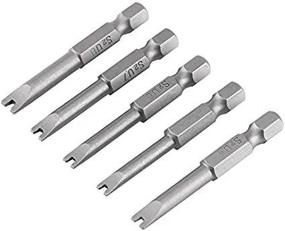 img 1 attached to 5 Pcs Alloy Steel Screwdriver Drill Bits Set 50Mm/2Inch Length 1/4" Hex Shank U-Shaped Magnetic Power Tools