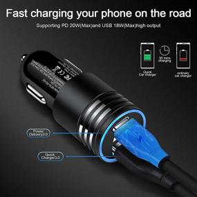 img 3 attached to 🔌 38W USB C Car Charger Adapter - Fast 20W PD & 18W QC3.0 Dual Port Cigarette Lighter Charger for iPhone 13 12 11 Pro Max/Pro/Mini SE XR Xs X 8 Plus, Samsung Galaxy S21 S20 S10 S9 A51 A71