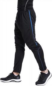 img 4 attached to Stay Active In Style With Men'S Slim Fit Striped Soccer Training Pants Featuring Zipper Pockets