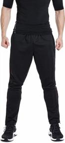 img 3 attached to Stay Active In Style With Men'S Slim Fit Striped Soccer Training Pants Featuring Zipper Pockets