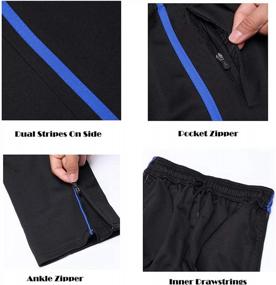 img 1 attached to Stay Active In Style With Men'S Slim Fit Striped Soccer Training Pants Featuring Zipper Pockets