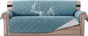 img 4 attached to 100% Waterproof Sofa Slipcover - Washable, Non-Slip Couch Cover For 3 Cushion Furniture Protector With Puppy Paw Silicone Backing By H.VERSAILTEX (Sofa, Stone Blue)