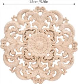 img 3 attached to Enhance Your Furniture With Jiyaru'S Exquisite Wood Carved Flower Decals - Set Of 2 Unpainted Onlays, 15Cm #2