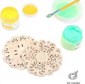 img 1 attached to Enhance Your Furniture With Jiyaru'S Exquisite Wood Carved Flower Decals - Set Of 2 Unpainted Onlays, 15Cm #2