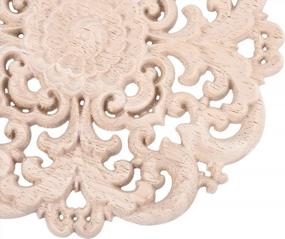 img 2 attached to Enhance Your Furniture With Jiyaru'S Exquisite Wood Carved Flower Decals - Set Of 2 Unpainted Onlays, 15Cm #2
