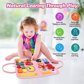 img 3 attached to 🧩 Montessori Toddler Busy Board - Sensory Educational Toys for 1 2 3 4 Year Old Girls & Boys, Travel Activity Board for Toddlers, Plane and Car Toys