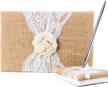burlap and lace rustic wedding guest book with silver pen - 120 lined pages for guests' thoughts in gift box logo