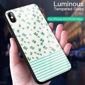 img 3 attached to AICase IPhone XR,Luminous Noctilucent Tempered Glass Back Soft TPU Bumper Frame Case Anti-Fingerprints Anti Scratch Full Protective Case For IPhone XR(Cactus)