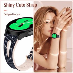 img 2 attached to Goton Bling Thin Band For Samsung Galaxy Watch 5 & 4 Band / Active 2 40Mm 44Mm / Watch 5 Pro / Watch 4 Classic 46Mm 42Mm/Watch 3 41Mm, Women 20Mm Silicone Glitter Strap Midnight Blue Black Gold