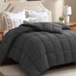 edilly queen size luxury down alternative quilted comforter - year-round duvet insert with 4 corner tabs for stand-alone use, 88''x88'' in dark grey logo