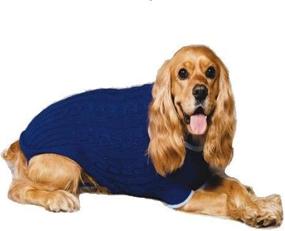 img 2 attached to 🐶 Large Blue Cable Knit Dog Sweater for Fashionable Pets