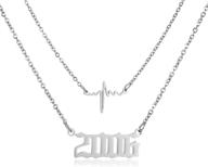 🎀 rwqian birth year necklace: stylish stainless steel old english pendant for women and girls logo