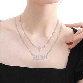 img 1 attached to 🎀 RWQIAN Birth Year Necklace: Stylish Stainless Steel Old English Pendant for Women and Girls