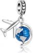 i love travel charm beads for bracelets: charmsstory ocean blue world globe logo