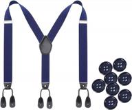 mens adjustable button end suspenders - y-back elastic tuxedo suspenders with heavy duty leather buttons end logo