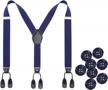 mens adjustable button end suspenders - y-back elastic tuxedo suspenders with heavy duty leather buttons end logo