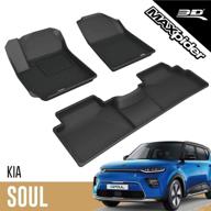 premium 3d maxpider all-weather floor mats for kia 🚗 soul 2020-2022 - custom fit car floor liners, kagu series (black) logo