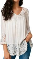 chic lace blouse with long sleeves: casual style dome v neck tunic shirt logo