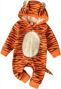 img 1 attached to Cute And Cozy 3D Animal Hooded Jumpsuit Onesie For Newborn Boys And Girls - With Realistic Tiger And Leopard Print!