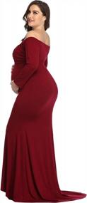 img 2 attached to Elegant Maxi Maternity Dress With Ruffles And Stretchy Slim Fit - Perfect For Photography Shoots