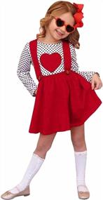 img 4 attached to Toddler Baby Girl Valentine'S Day Outfit Long Sleeve Heart Shirt Top+Suspender Strap Red Skirts Set 18M-6T