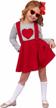 toddler baby girl valentine's day outfit long sleeve heart shirt top+suspender strap red skirts set 18m-6t logo