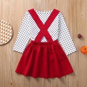 img 2 attached to Toddler Baby Girl Valentine'S Day Outfit Long Sleeve Heart Shirt Top+Suspender Strap Red Skirts Set 18M-6T