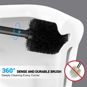 img 3 attached to 🚽 UPTRONIC Toilet Brush Set - Extra Long Handle, Durable Bristles, Covered Holder - Bathroom Cleaning Tool (Black, 1 Set)