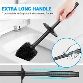 img 1 attached to 🚽 UPTRONIC Toilet Brush Set - Extra Long Handle, Durable Bristles, Covered Holder - Bathroom Cleaning Tool (Black, 1 Set)