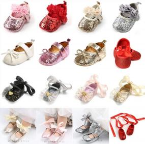 img 3 attached to Floral Sparkly Mary Jane Flats For Baby Girls - Soft Sole Infant Moccasins For Toddler Princess Dress Shoes By Antheron