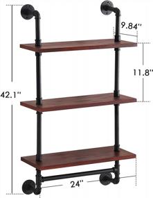 img 2 attached to Rustic Industrial Wall Shelves With Towel Bar - 24" Floating Pipe Towel Holder And 3- Shelf Wall Mounted Storage Organizer For Bathroom, Ideal Towel Rack For Wall Decor