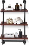 rustic industrial wall shelves with towel bar - 24" floating pipe towel holder and 3- shelf wall mounted storage organizer for bathroom, ideal towel rack for wall decor logo