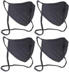img 4 attached to Набор из 4 черных хлопковых регулируемых масок для лица Buttonsmith для взрослых