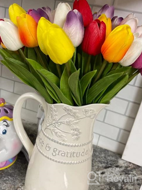 img 1 attached to Colorful 28-Piece Artificial Tulips Set For Stunning Floral Arrangements And Spring Décor review by Hassan Barrera