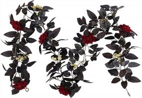 img 4 attached to Halloween Decor Must-Have: Stunning NMFIN Artificial Black Rose Vine Hanging Garland