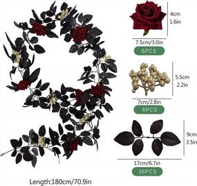 img 1 attached to Halloween Decor Must-Have: Stunning NMFIN Artificial Black Rose Vine Hanging Garland