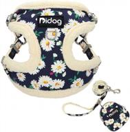 didog soft/cosy fleece dog vest harness and leash set with cute bags,no pull escape proof puppy harness,cute daisy pattern/back openable,fit walking small dogs,cats,black,small size logo