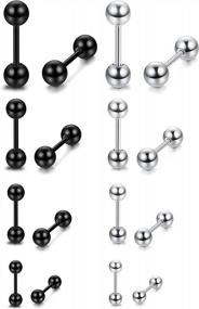 img 2 attached to LOYALLOOK Set Of 8 Stainless Steel Ball Stud Earrings For Cartilage, Helix And Ear Piercing - Various Sizes (3-6Mm) And 2 Classic Colors