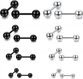 img 1 attached to LOYALLOOK Set Of 8 Stainless Steel Ball Stud Earrings For Cartilage, Helix And Ear Piercing - Various Sizes (3-6Mm) And 2 Classic Colors