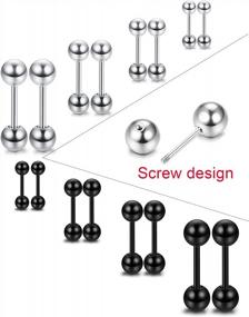 img 3 attached to LOYALLOOK Set Of 8 Stainless Steel Ball Stud Earrings For Cartilage, Helix And Ear Piercing - Various Sizes (3-6Mm) And 2 Classic Colors