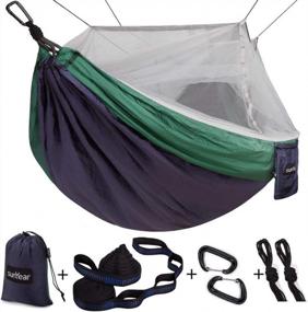 img 4 attached to Experience Ultimate Relaxation: Sunyear Double Camping Hammock With Net And Straps - Perfect For Outdoor Adventures And Travel