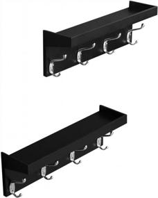 img 3 attached to Set Of 2 AHDECOR Wall Mounted Coat Rack & Hanging Shelf W/ 4 Durable Hangers - Black
