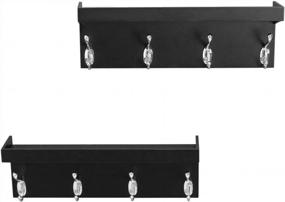 img 2 attached to Set Of 2 AHDECOR Wall Mounted Coat Rack & Hanging Shelf W/ 4 Durable Hangers - Black