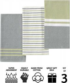 img 2 attached to Boho Kitchen Towels - Set Of 3 Olive Green Dish Cloths And Cotton Tea Towels For Kitchen Decorations, 20 X 28 Inches By Folkulture