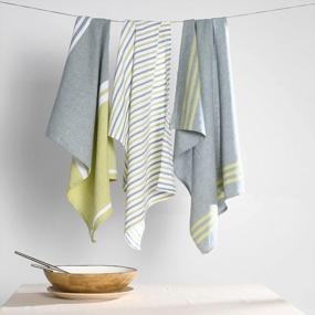 img 3 attached to Boho Kitchen Towels - Set Of 3 Olive Green Dish Cloths And Cotton Tea Towels For Kitchen Decorations, 20 X 28 Inches By Folkulture