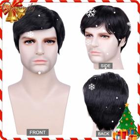 img 3 attached to Short Black Human Hair Wig For Men - Creamy Straight Layers, Natural Brazilian Pixie Cut, Full Mens Wig