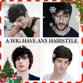img 1 attached to Short Black Human Hair Wig For Men - Creamy Straight Layers, Natural Brazilian Pixie Cut, Full Mens Wig