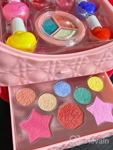 img 1 attached to KIZCITY Washable Kids Makeup Kit - 50-Piece Set Of Safe And Non-Toxic Cosmetics For Little Girls, Perfect Frozen Toy For Ages 3-12 | Ideal Christmas Or Birthday Gift For Toddlers And Kids review by Mark Perry