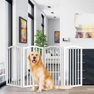 wooden folding freestanding pet gate - ideal for doorways, halls, stairs & home - step over divider - perfect for dogs & puppies by petmaker логотип